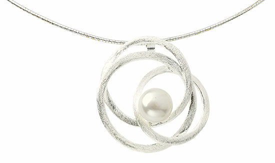 Collier "Serpentine" mit Perle, Version Silber